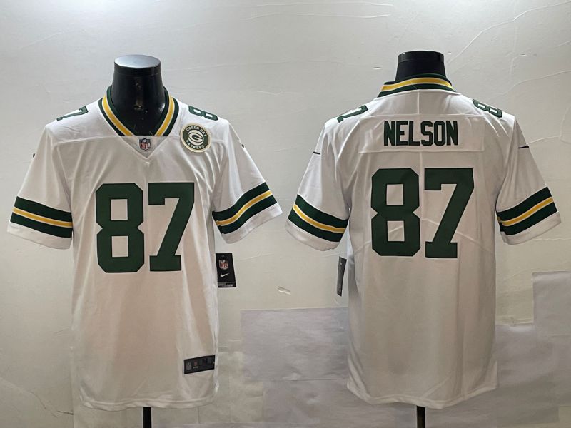 Men Green Bay Packers #87 Nelson White Second generation 2024 Nike Limited NFL Jersey style 01151->green bay packers->NFL Jersey